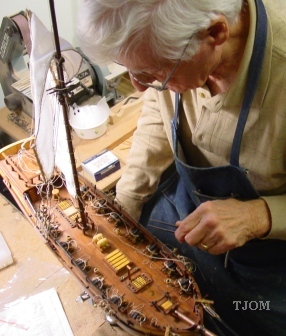 My Dad Building a Model Sailing Ship moldings and detail