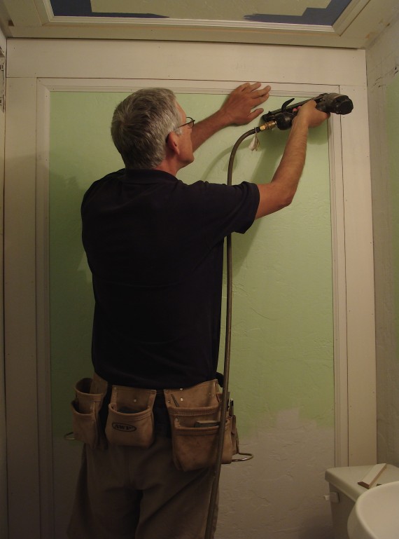 Half Bathroom Renovation Installing the Wall Molding Frames The Joy