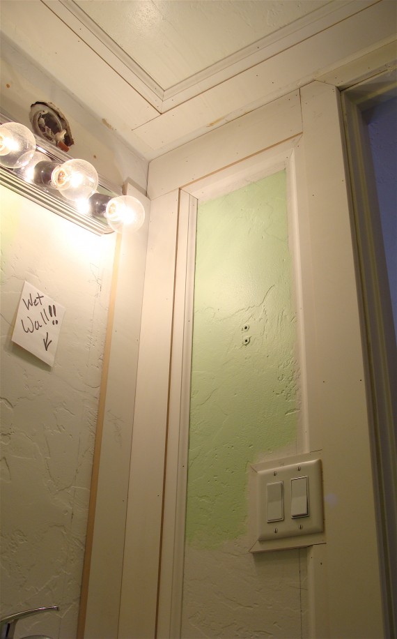 Half Bathroom Renovation Moldings Around The Light Switch Joy Large Moldings In Small Room