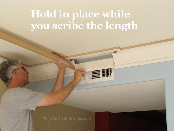 Kitchen Crown Molding Installation The Last Piece Goes In Joy Diy Kitchen Crown Molding Around Air Vent