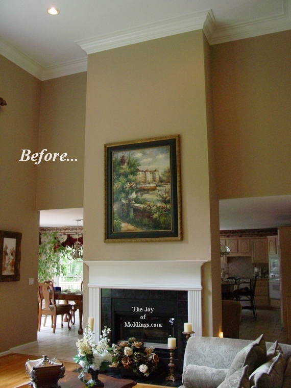 Room Fireplace Mantel With Overmantel, How To Decorate A Tall Wall Above Fireplace